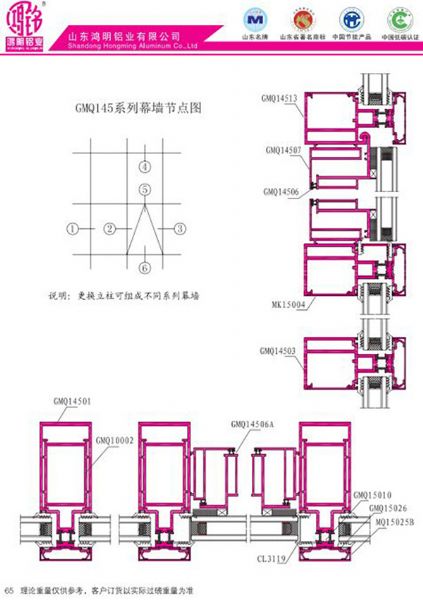 GMQ145系列幕墻節點圖