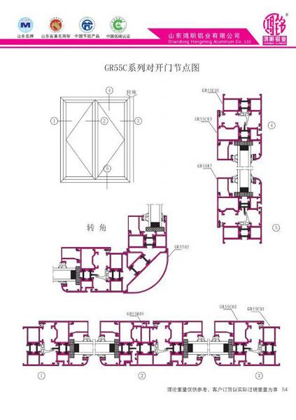 GR55C系列對開門節點圖